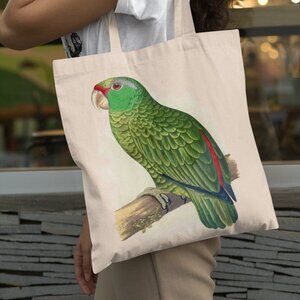 Festive Amazon Vintage Parrot Print Graphic Canvas Tote Bag